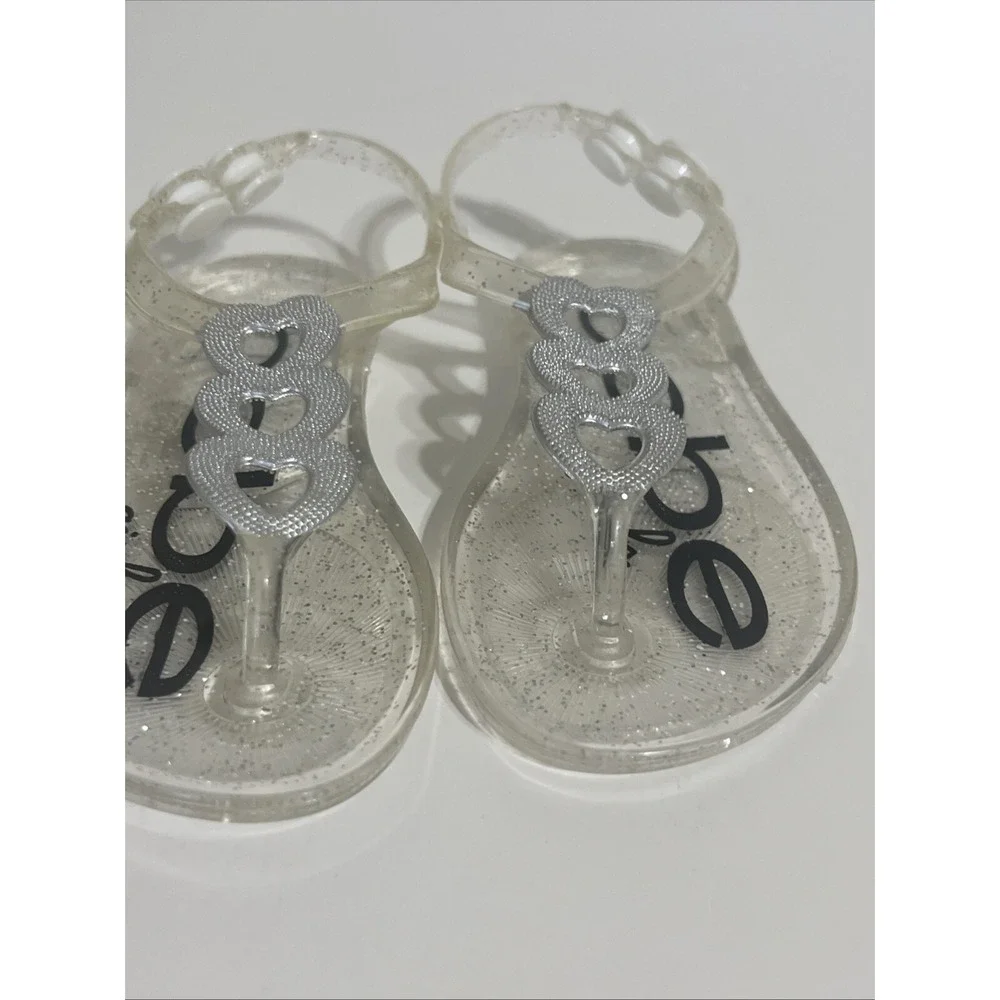 BEBE NEW LITTLE GIRLS JELLY SANDALS WITH HEART DETAIL SZ‎ (S) 4/5